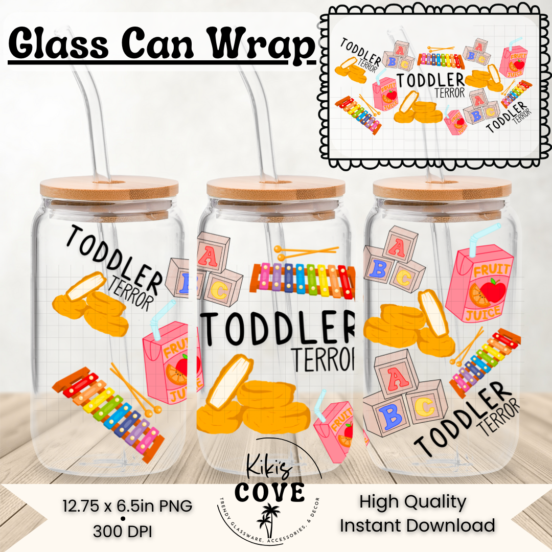 Toddler Terror Glass Can Wrap