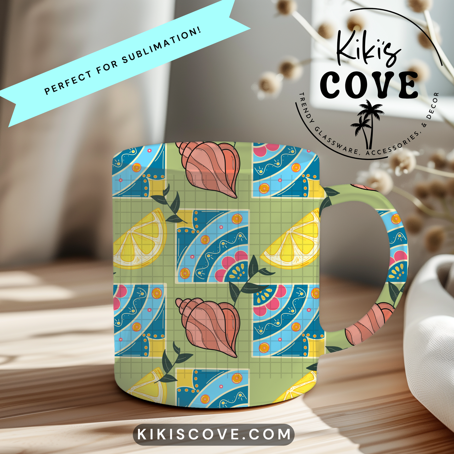 Amalfi Dream β Seamless Mediterranean-Inspired Seamless Pattern β Hand-Drawn Digital Download PNG | Light Green Background| 300 DPI| 2 Sizes| Instant Download Summer Digital Download | Sublimation PNG