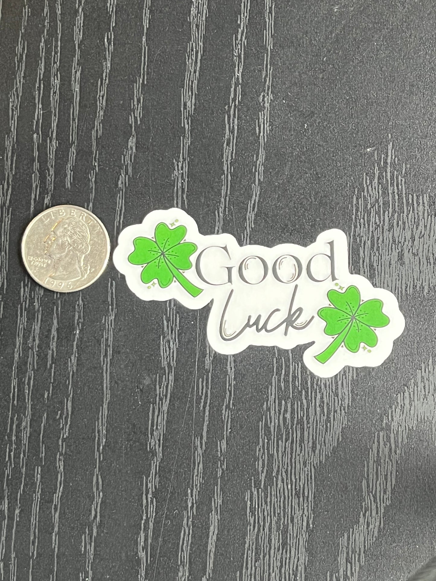 Good Luck Four-Leaf Clover Sticker – Clear Weatherproof Shamrock Decal | Scratch & Fade Resistant Matte Vinyl | St. Patricks Design