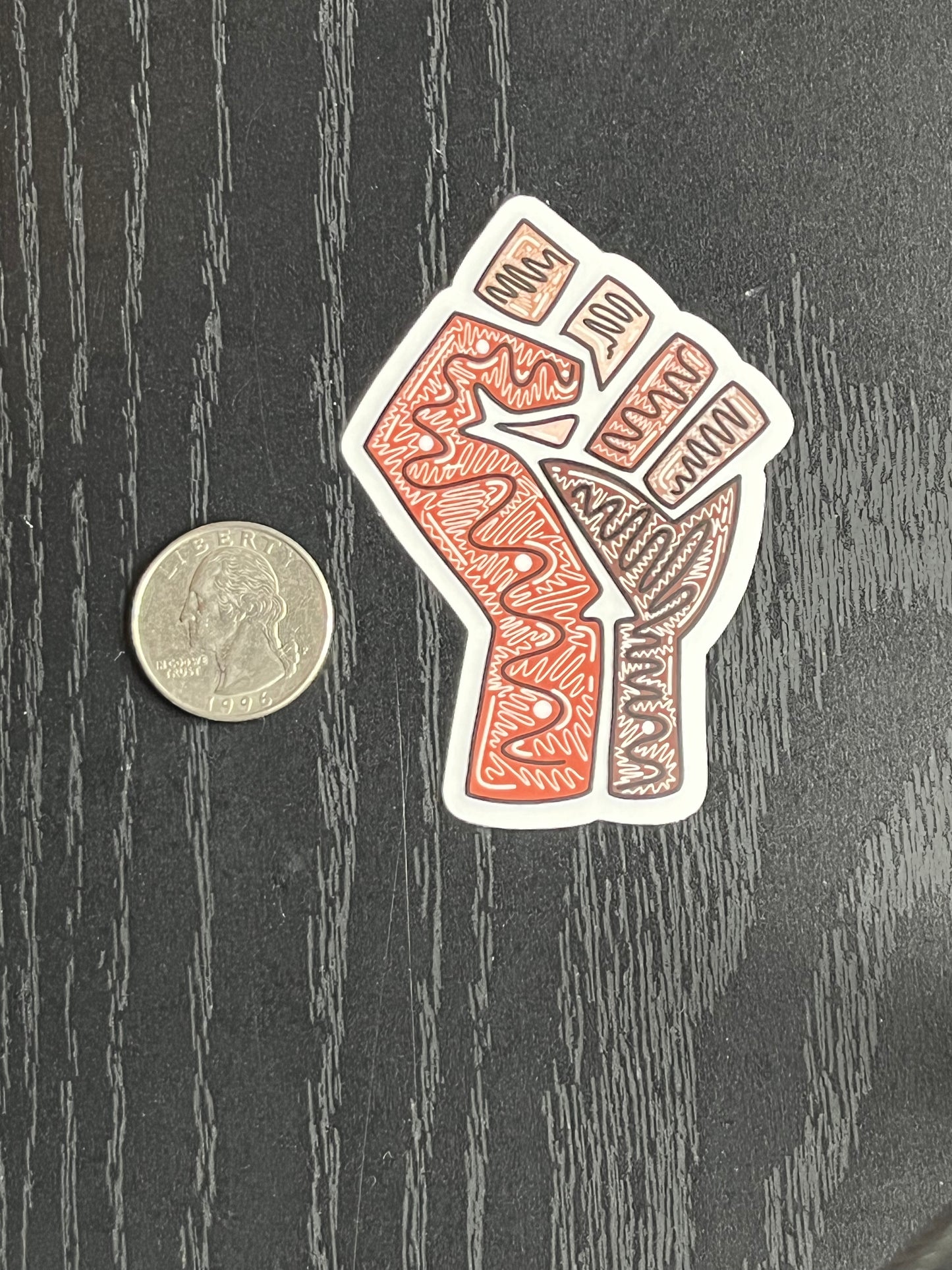 Black History Month Abstract Raised Fist Sticker – Clear Weatherproof Decal | Scratch & Fade Resistant Matte Vinyl|Activism Sticker