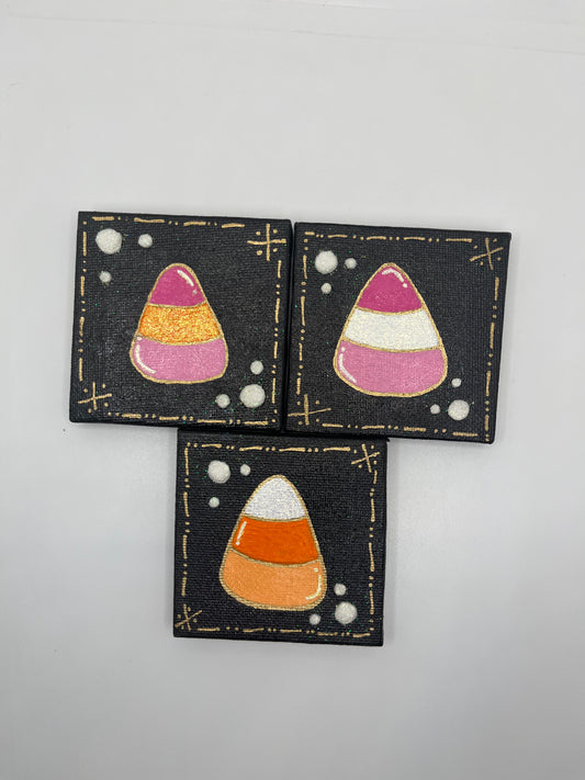 Handpainted Pink & Orange 2D Candy Corn Mini Magnets