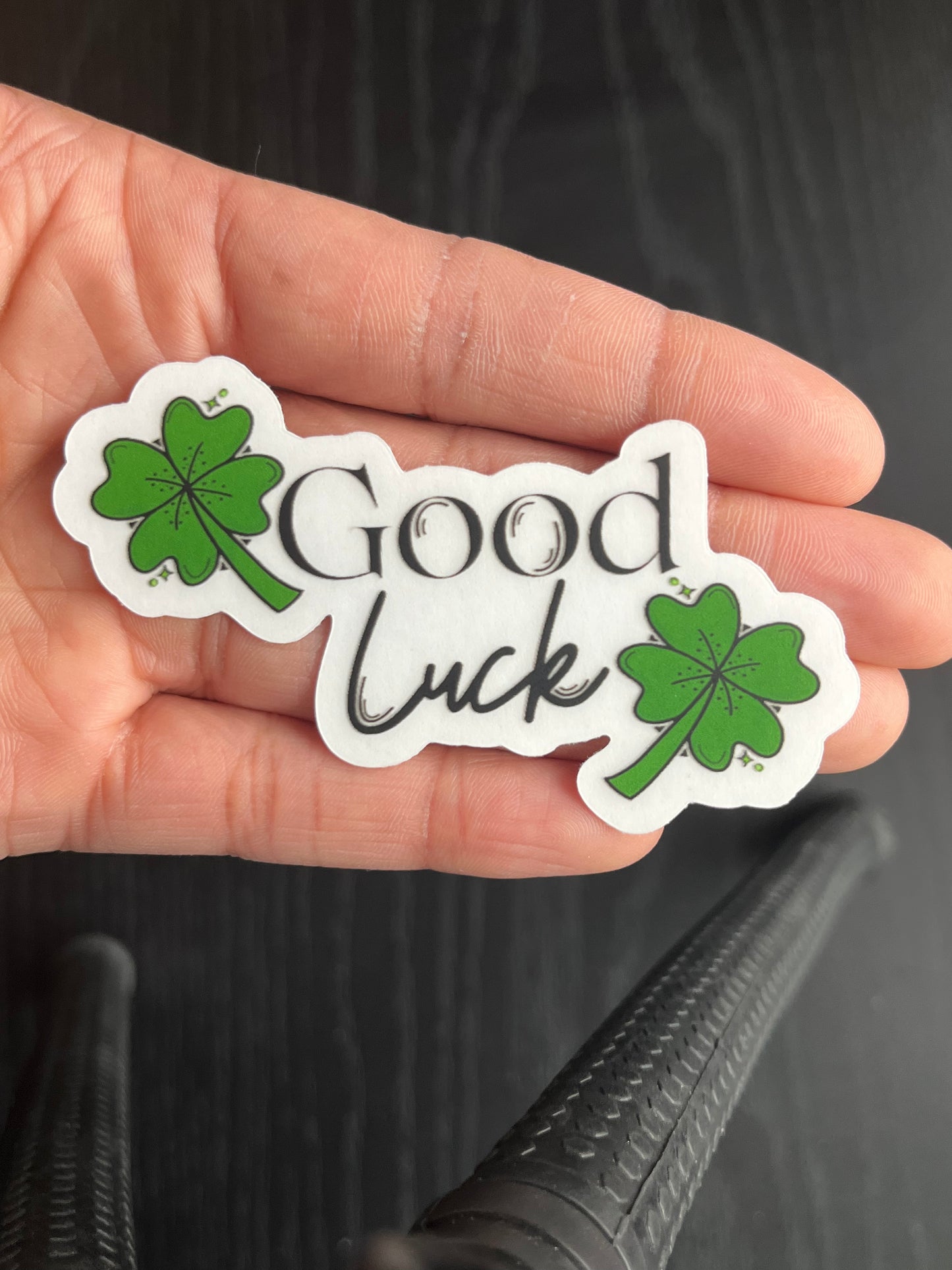 Good Luck Four-Leaf Clover Sticker – Clear Weatherproof Shamrock Decal | Scratch & Fade Resistant Matte Vinyl | St. Patricks Design